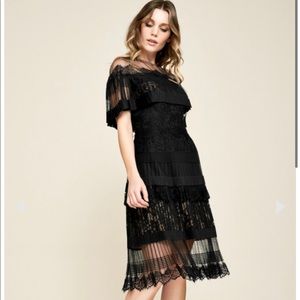Tadashi Shimoji Tristan Pleated Lace dress